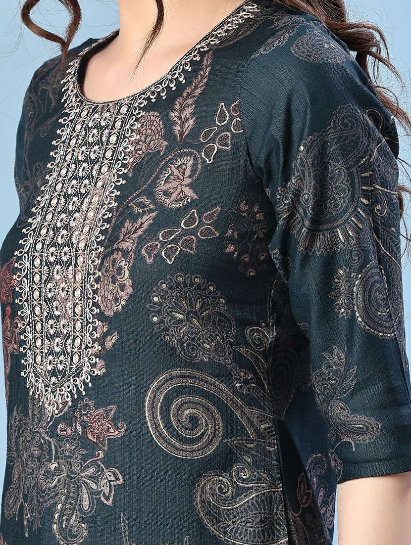 women printed three quarter sleeve straight kurta - 22139540 -  Standard Image - 5