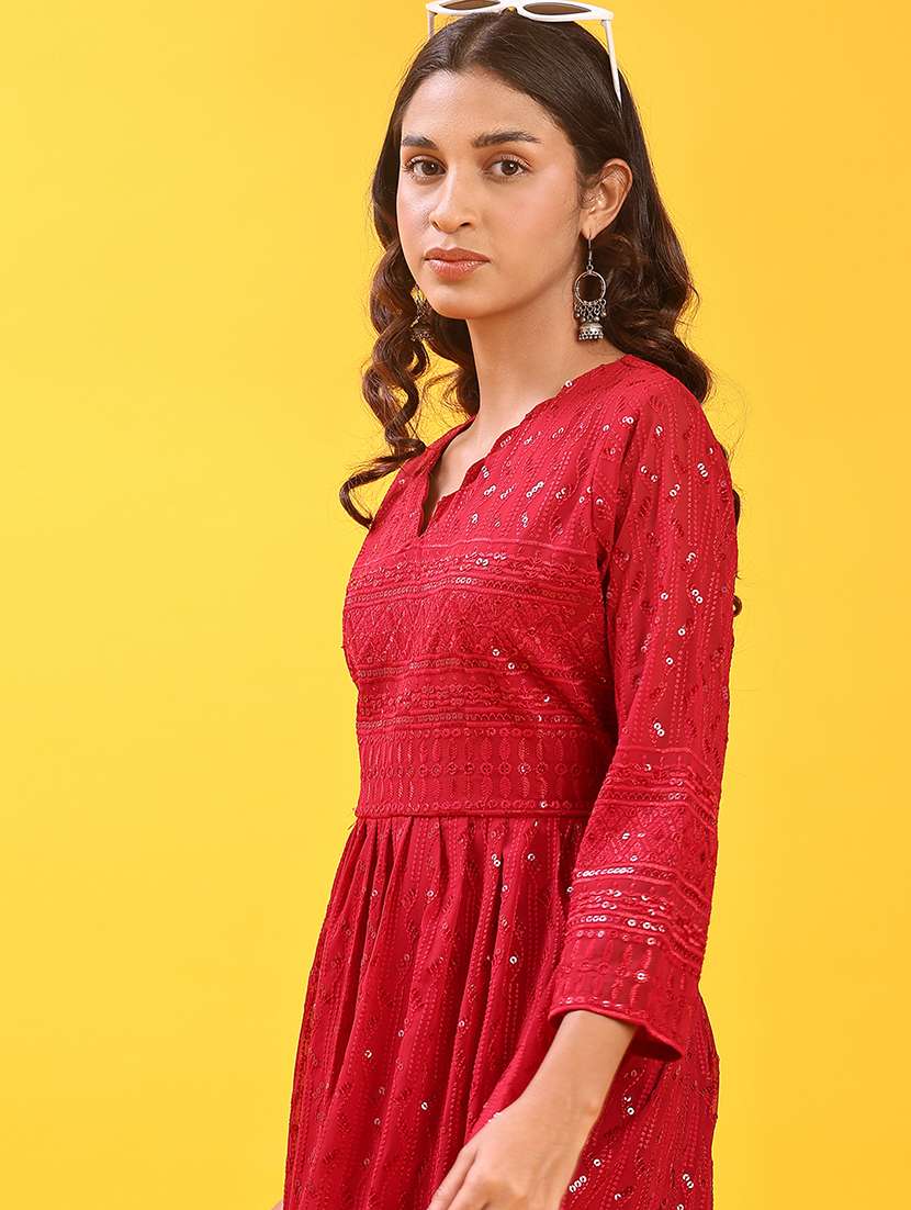 women embroidered long sleeve kurta and pant set - 22139550 -  Standard Image - 3