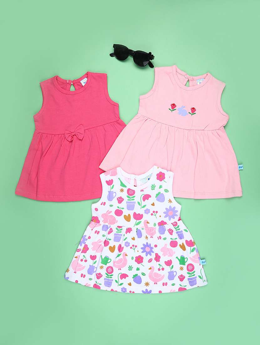 kids pack of 3 printed frock