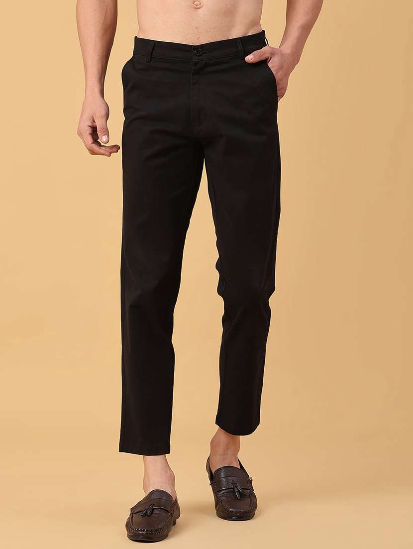 men solid mid rise slim fit chinos 