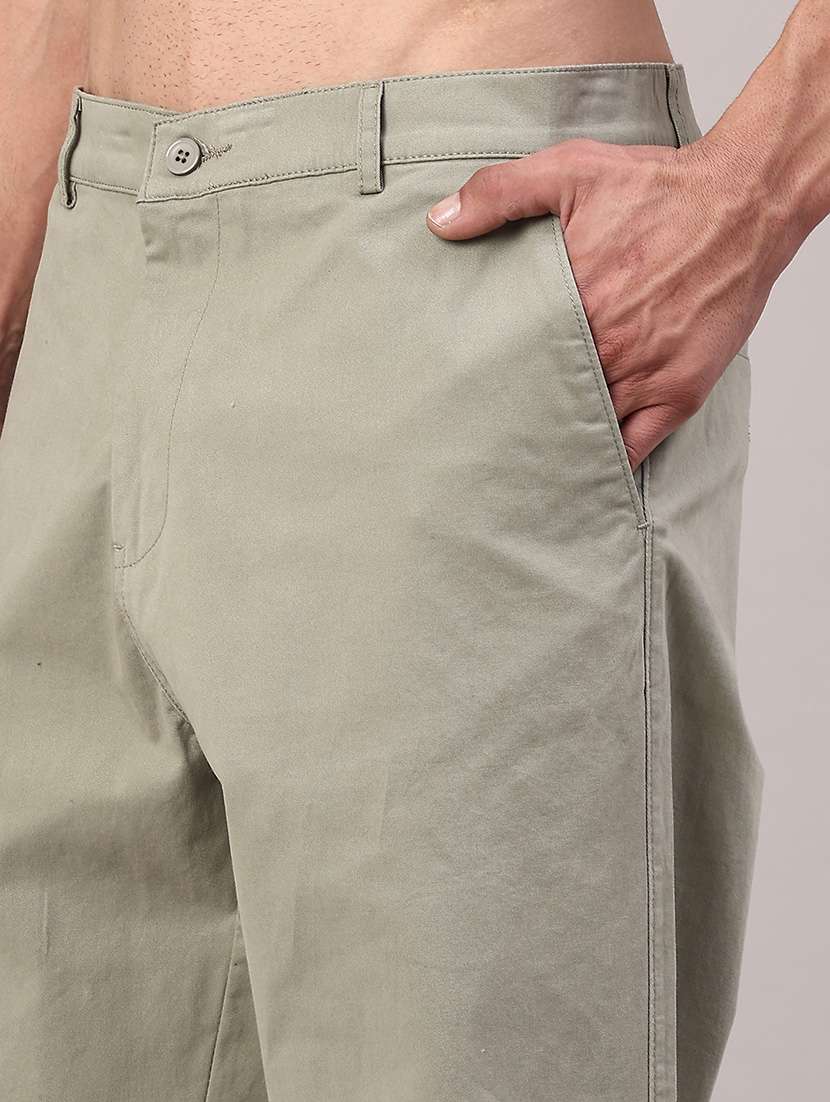 men solid mid rise casual chino - 22139755 -  Standard Image - 5