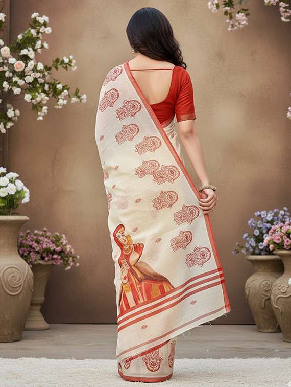 women printed casual wear saree with blouse - 22140050 -  Standard Image - 3