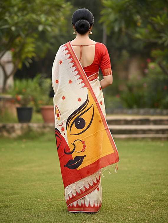 women printed casual wear saree with blouse - 22140053 -  Standard Image - 3