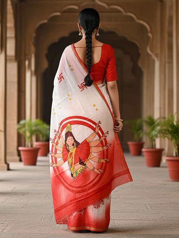 women printed casual wear saree with blouse - 22140054 -  Standard Image - 3