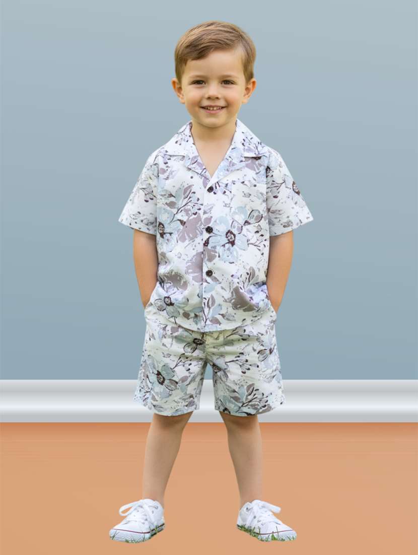 boys printed shirt and shorts co-ord set