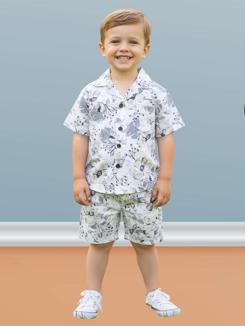 boys printed shirt and shorts co-ord set