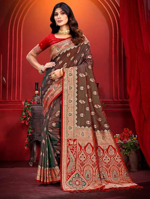 women self design banarasi saree with blouse - 22140205 -  Standard Image - 0