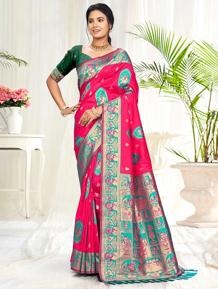 women self design banarasi saree with blouse