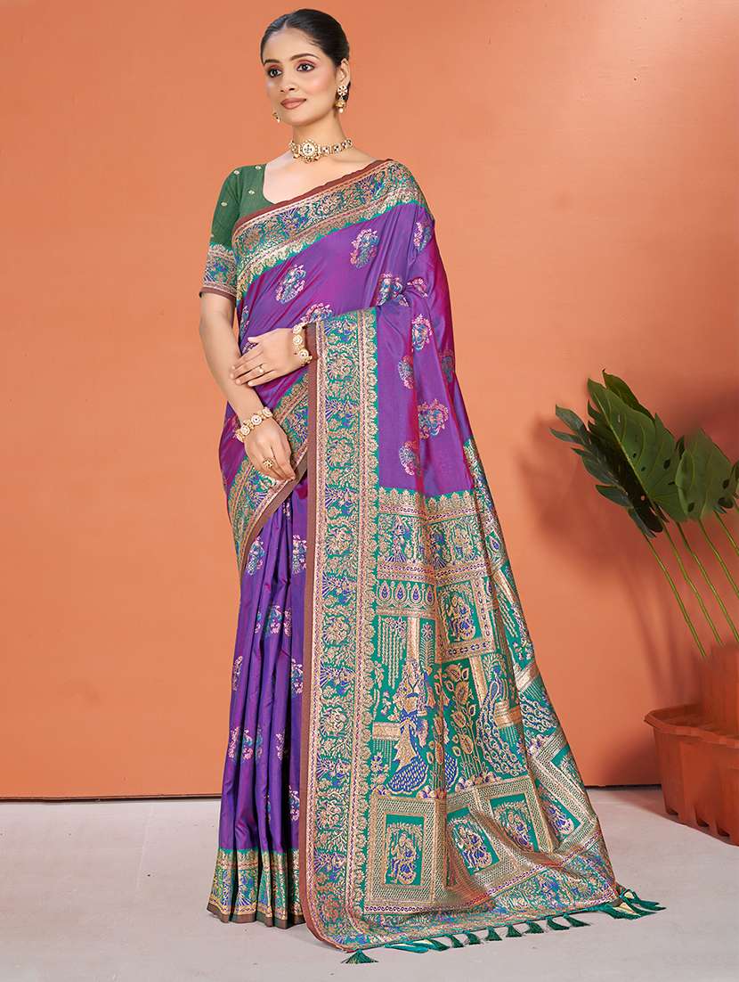 women self design banarasi saree with blouse