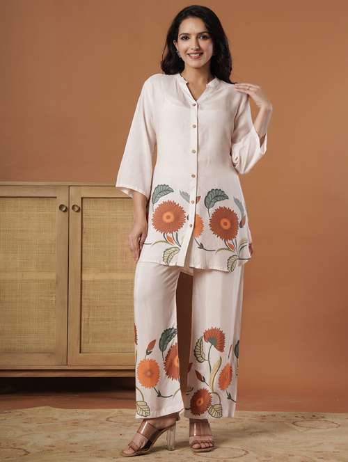 women floral three quarter sleeve ethnic co-ord set - 22140238 -  Standard Image - 0