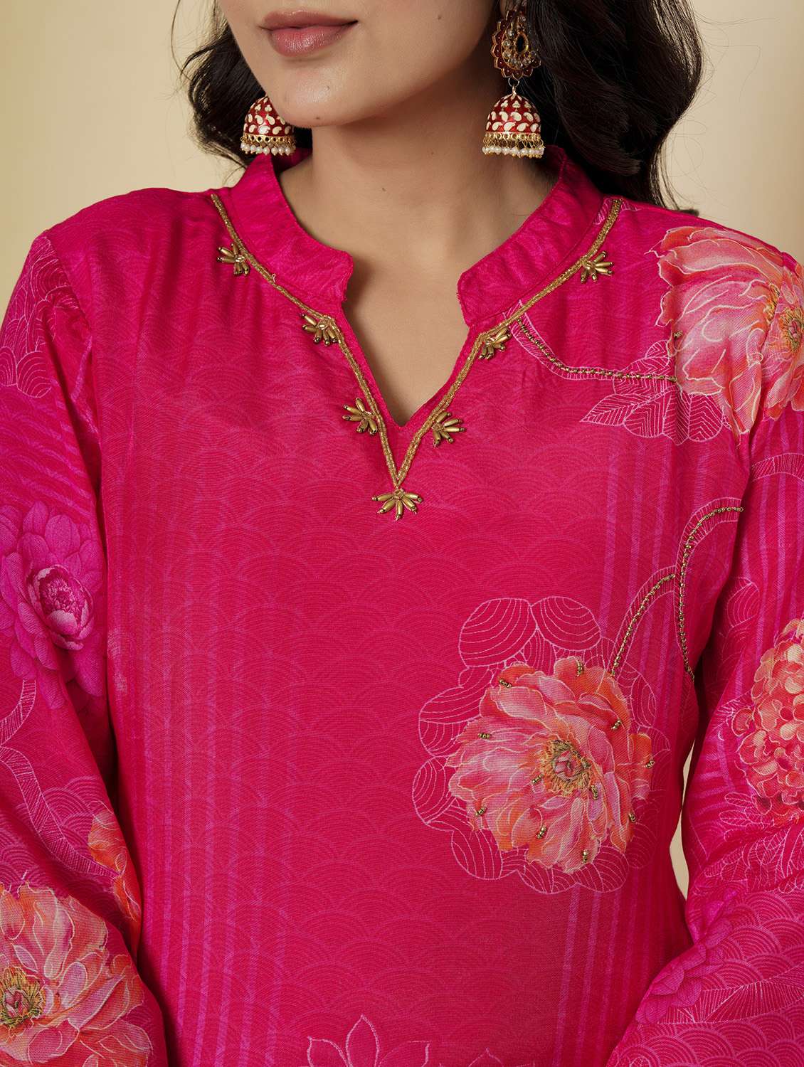 women floral three quarter sleeve kurta pant with dupatta set - 22140244 - Standard Image - 5