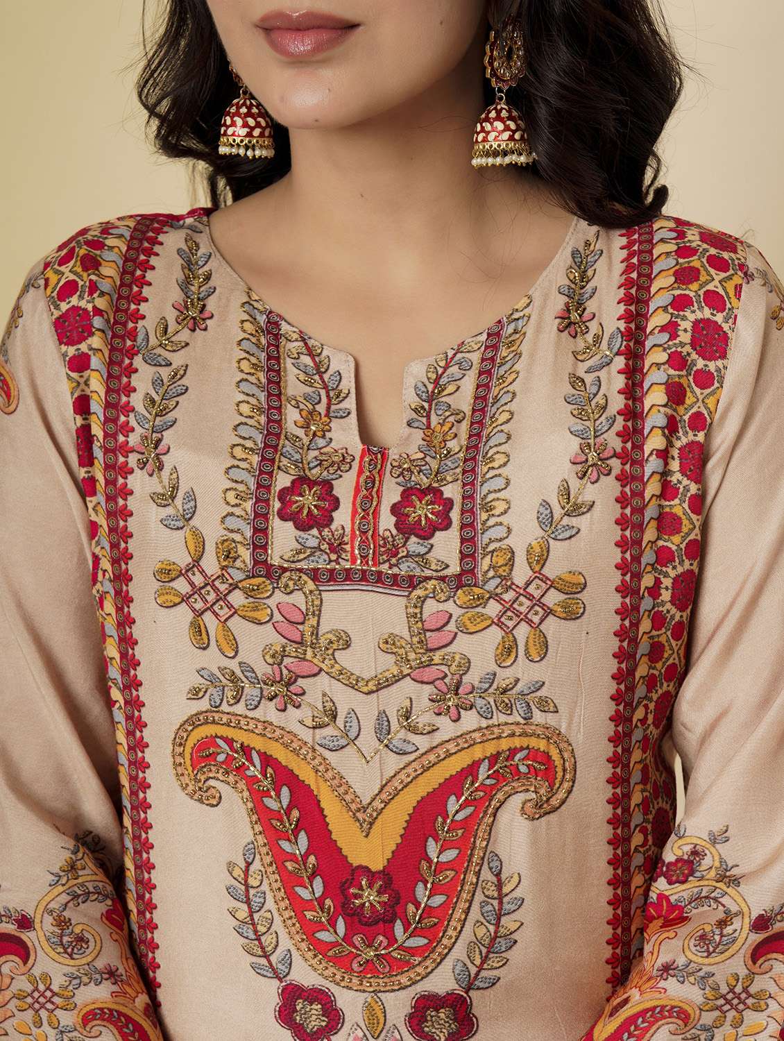 women printed three quarter sleeve kurta pant with dupatta set - 22140247 - Standard Image - 5