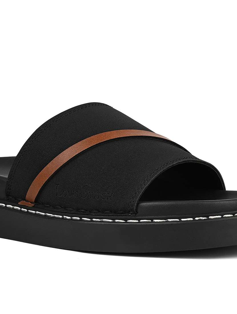 men black slip on sandal - 22140260 -  Standard Image - 3