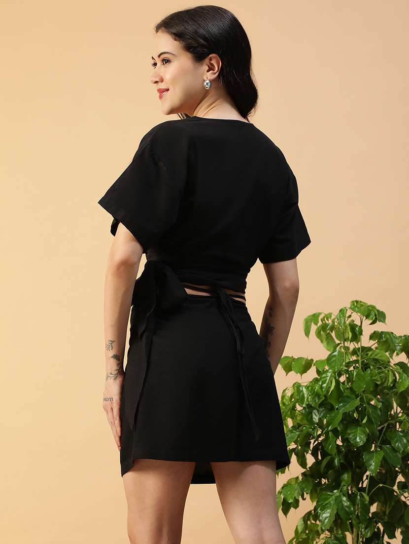 women black solid top and skirt co-ord set - 22140269 -  Standard Image - 3