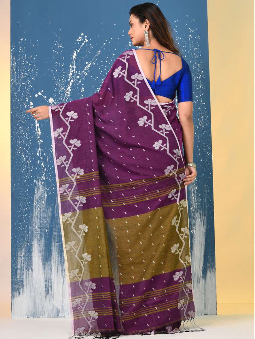 women self design handloom saree with blouse - 22140296 -  Standard Image - 3