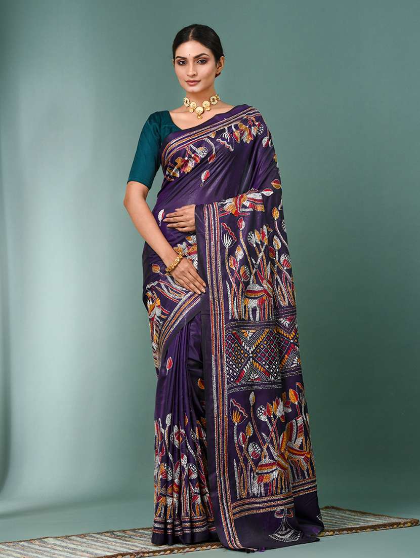 women handloom kantha stitch saree with blouse - 22140322 -  Zoom Image - 0