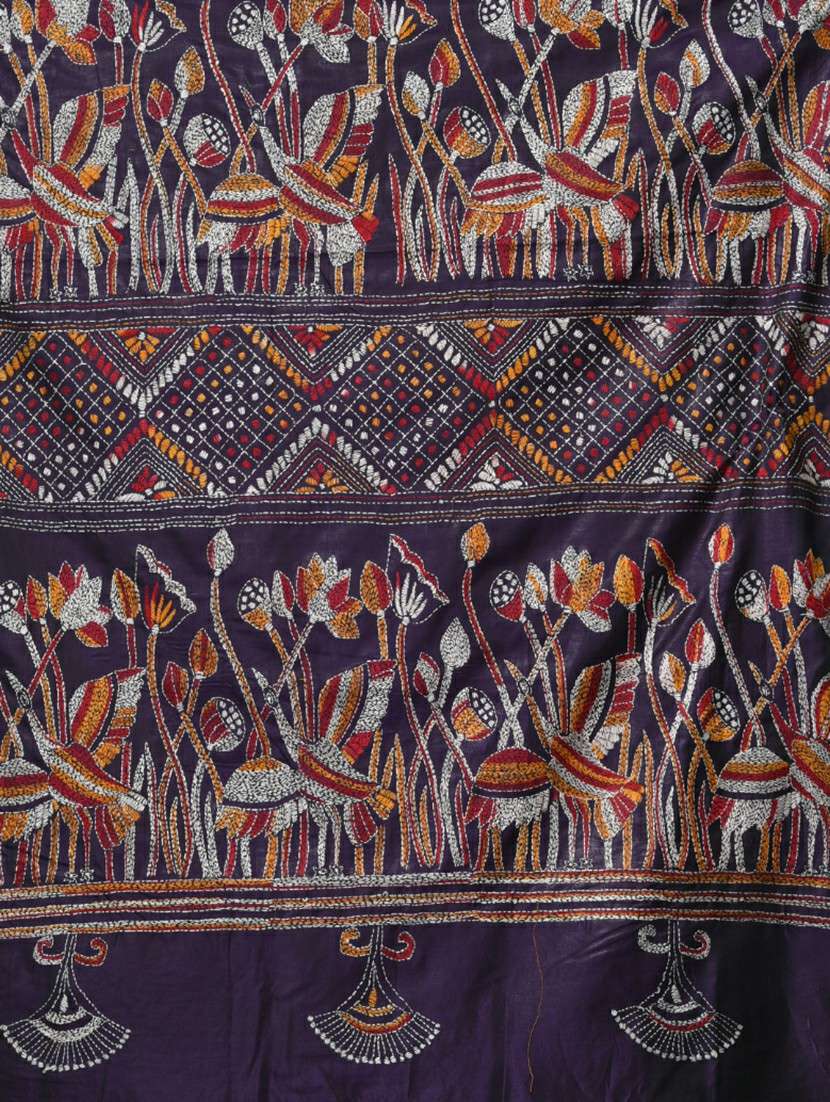 women handloom kantha stitch saree with blouse - 22140322 - Standard Image - 5