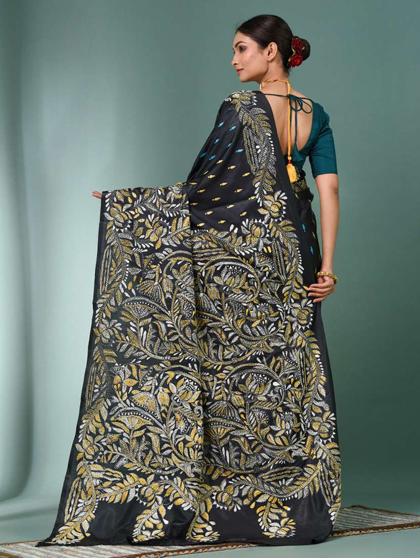 women handloom kantha stitch saree with blouse - 22140325 - Standard Image - 3