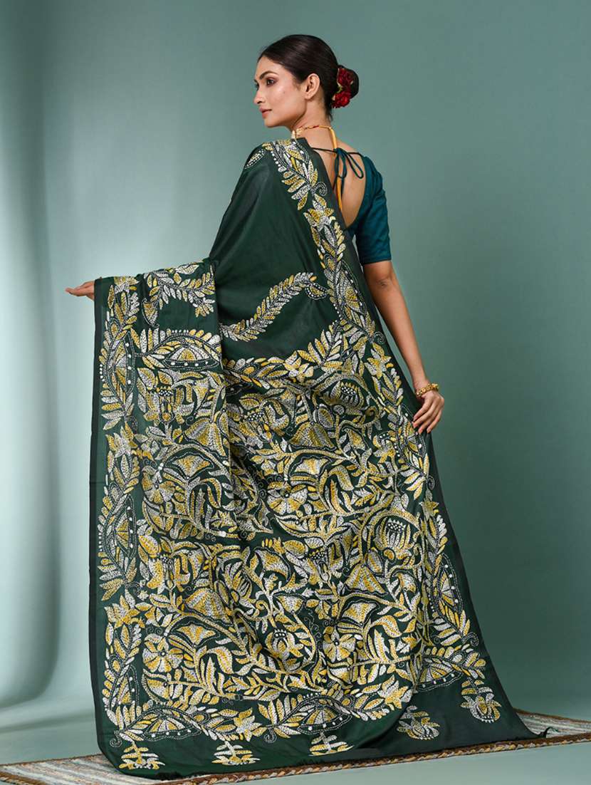 women handloom kantha stitch saree with blouse - 22140327 - Standard Image - 3