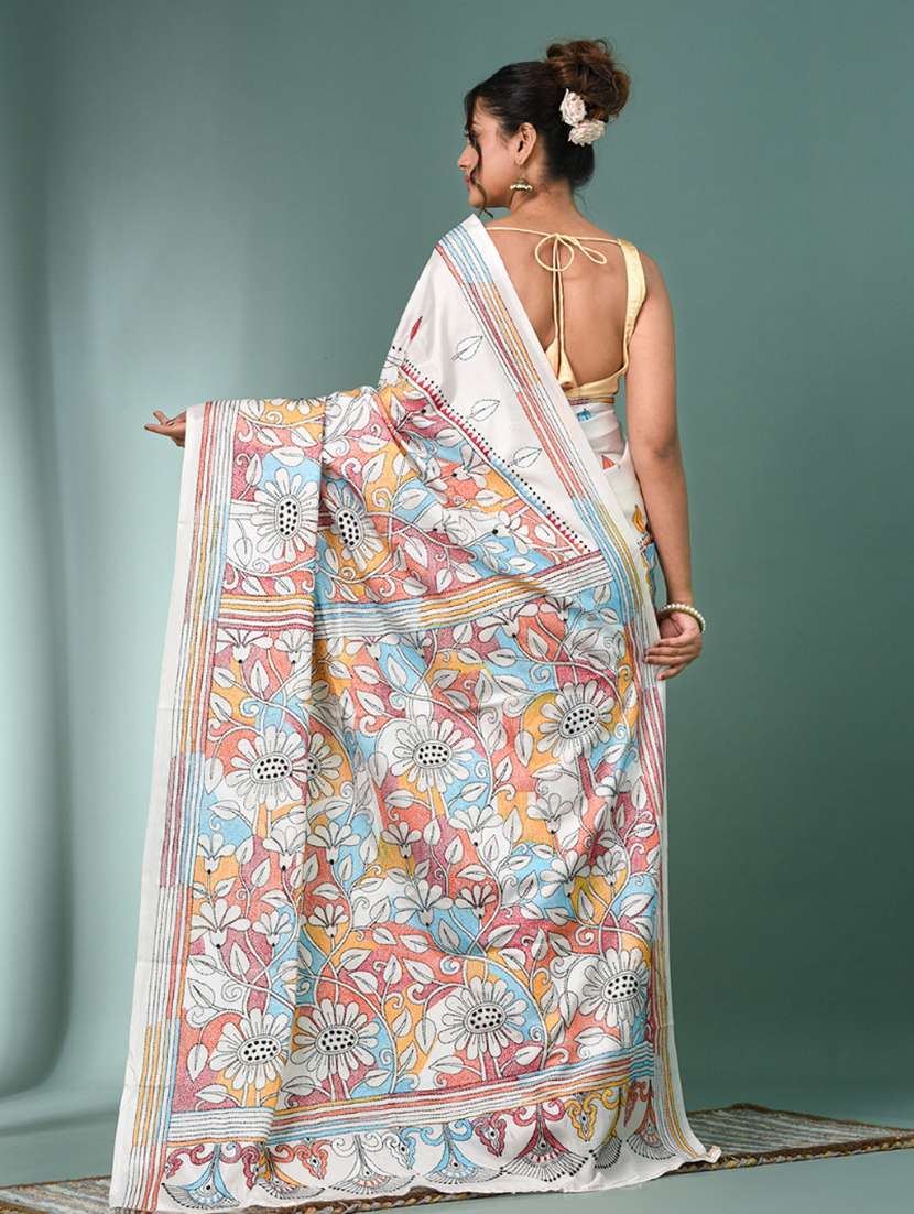 women handloom kantha stitch saree with blouse - 22140332 - Standard Image - 3