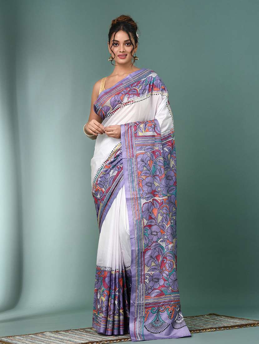 women handloom kantha stitch saree with blouse - 22140333 - Zoom Image - 0