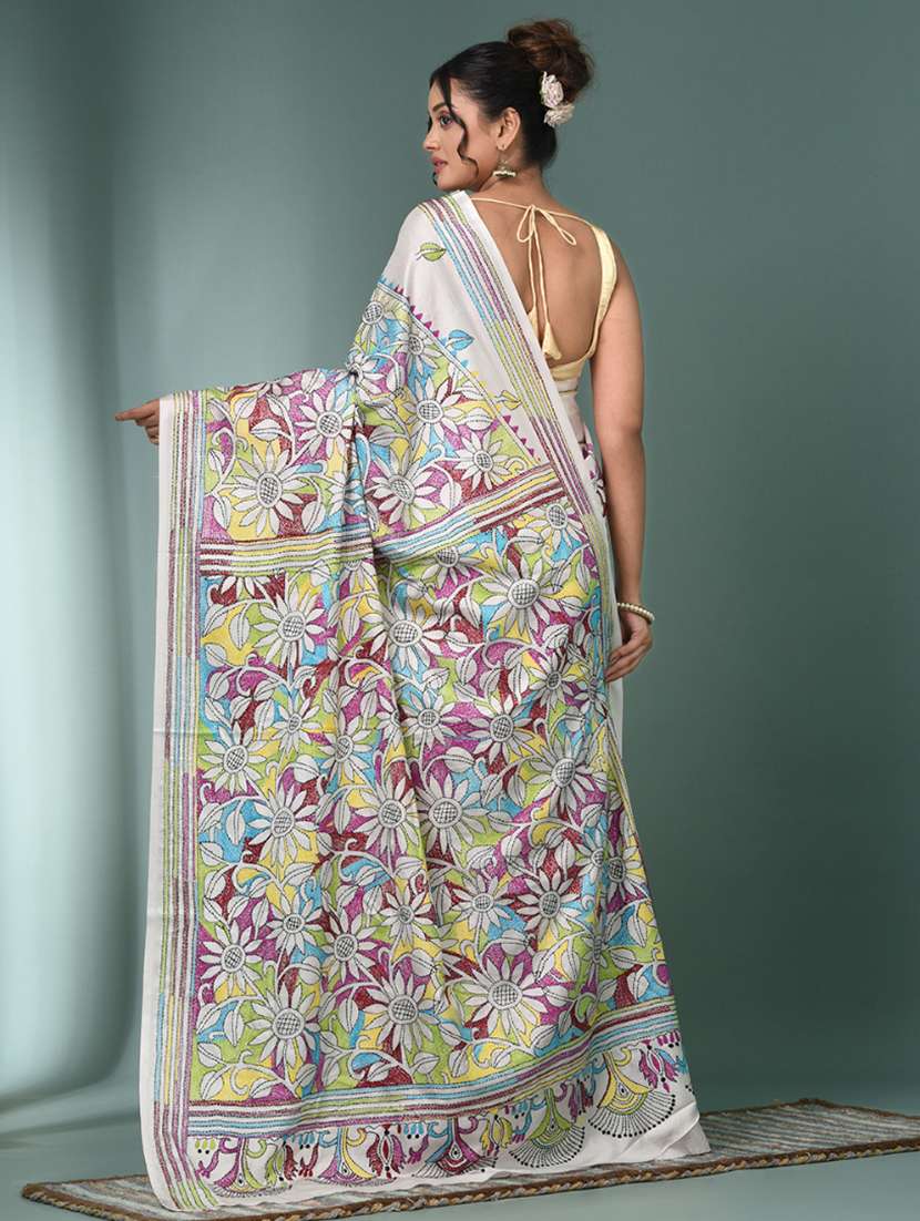 women handloom kantha stitch saree with blouse - 22140334 - Standard Image - 3