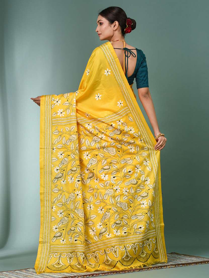 women handloom kantha stitch saree with blouse - 22140337 - Standard Image - 3