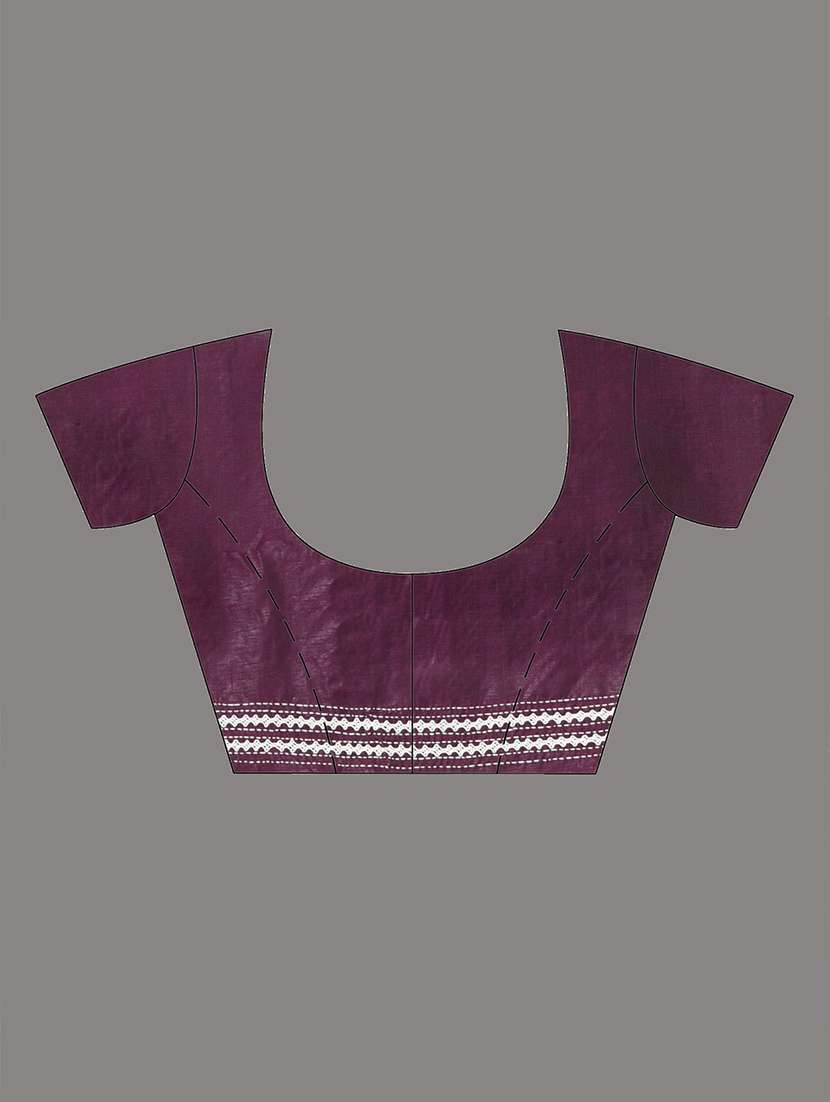 women solid with work handloom saree with blouse - 22140354 - Standard Image - 5