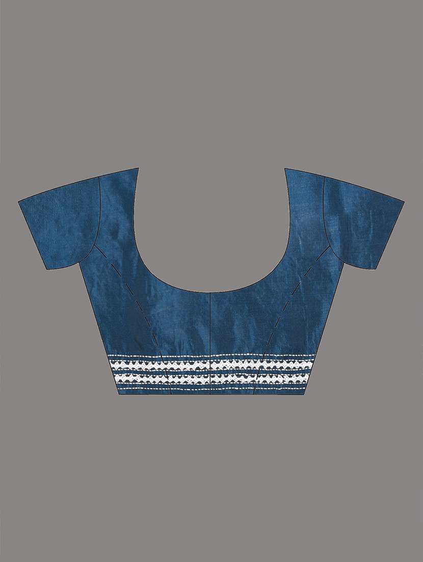 women solid with work handloom saree with blouse - 22140355 - Standard Image - 5