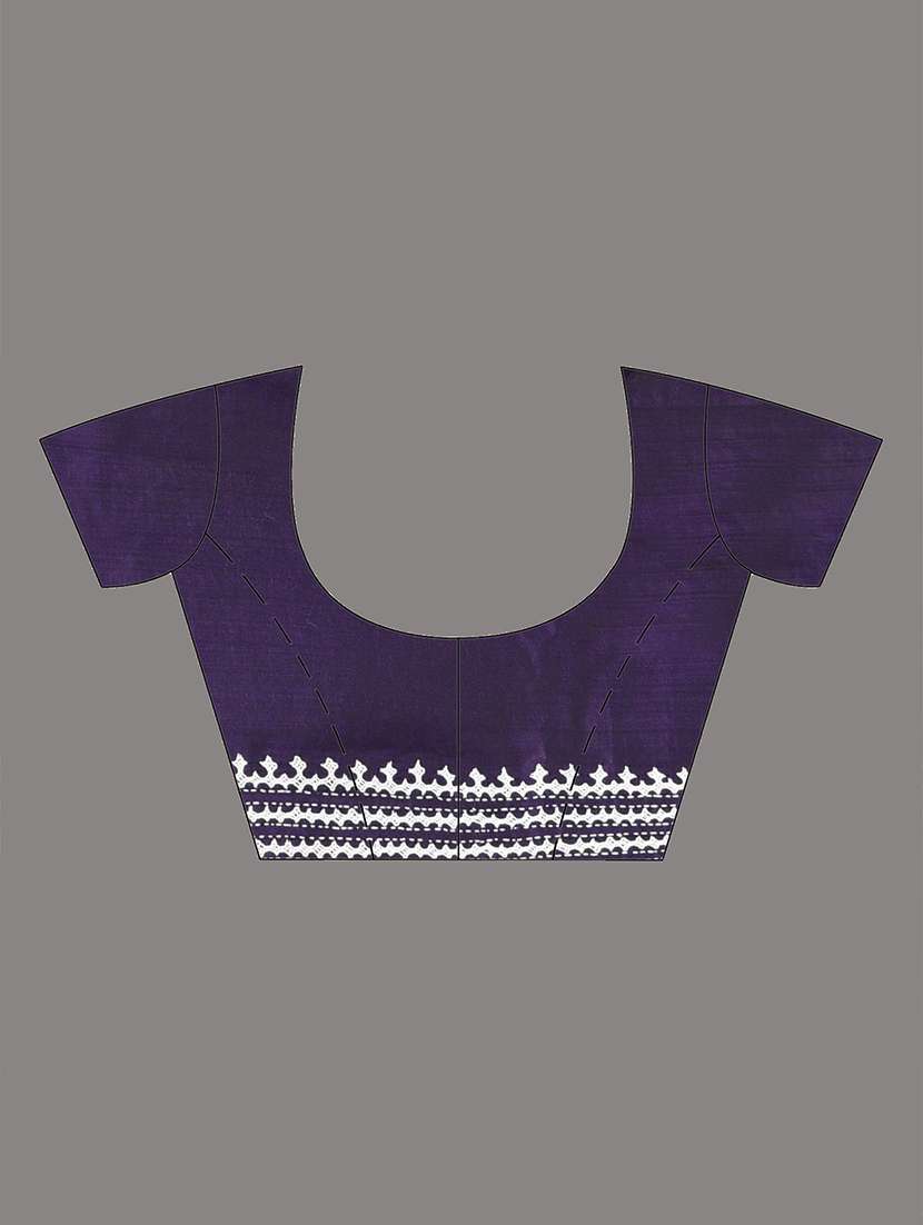 women solid with work handloom saree with blouse - 22140356 - Standard Image - 5