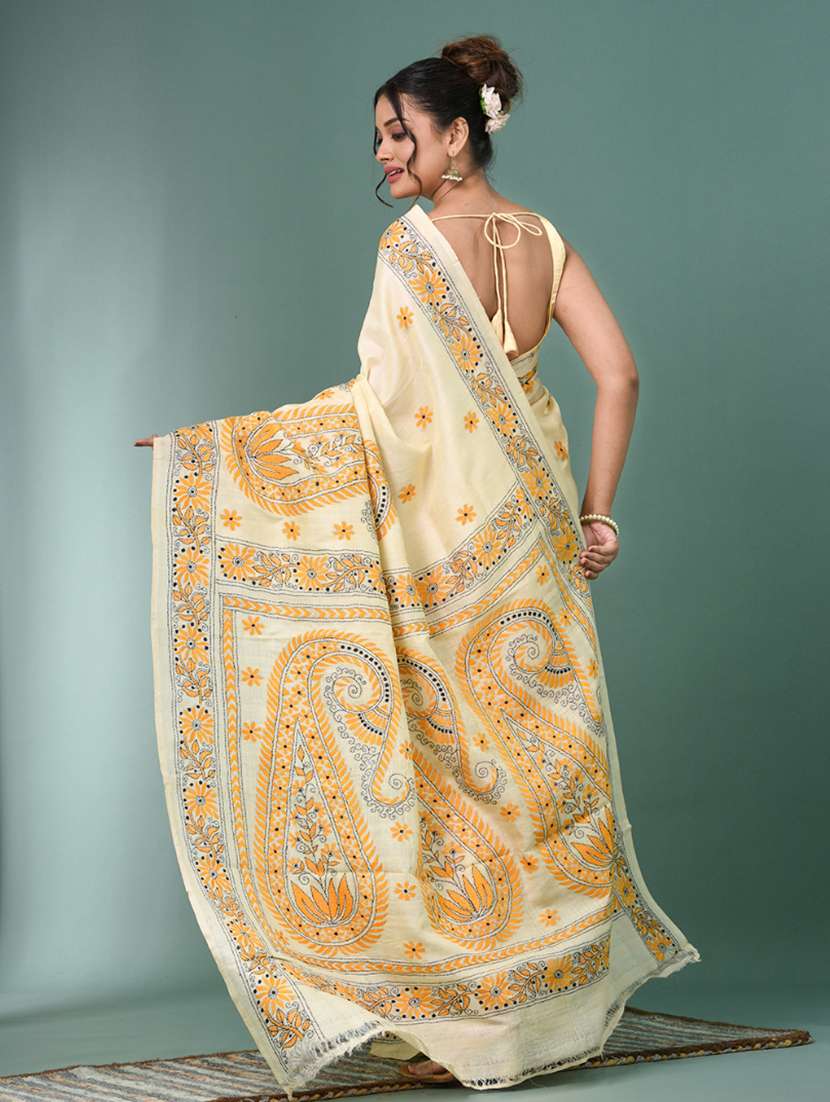 women handloom kantha stitch saree with blouse - 22140359 - Standard Image - 3