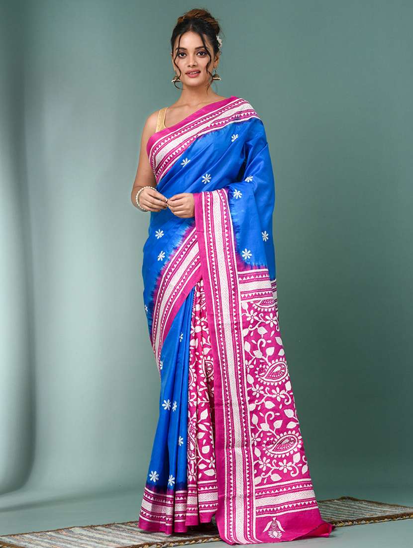 women handloom kantha stitch saree with blouse - 22140360 - Zoom Image - 0