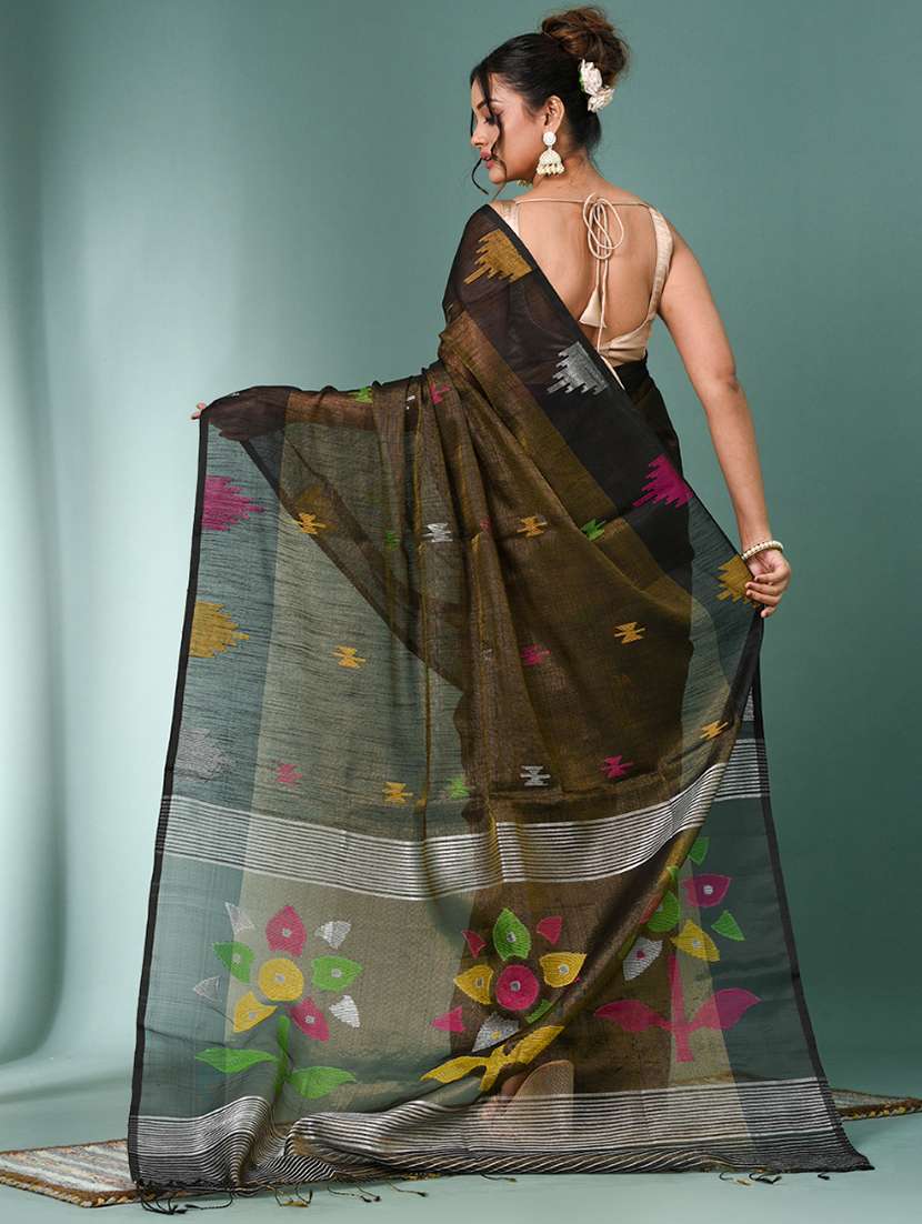 Women Self Design Handloom Saree With Blouse - 22140400 -  Standard Image - 3