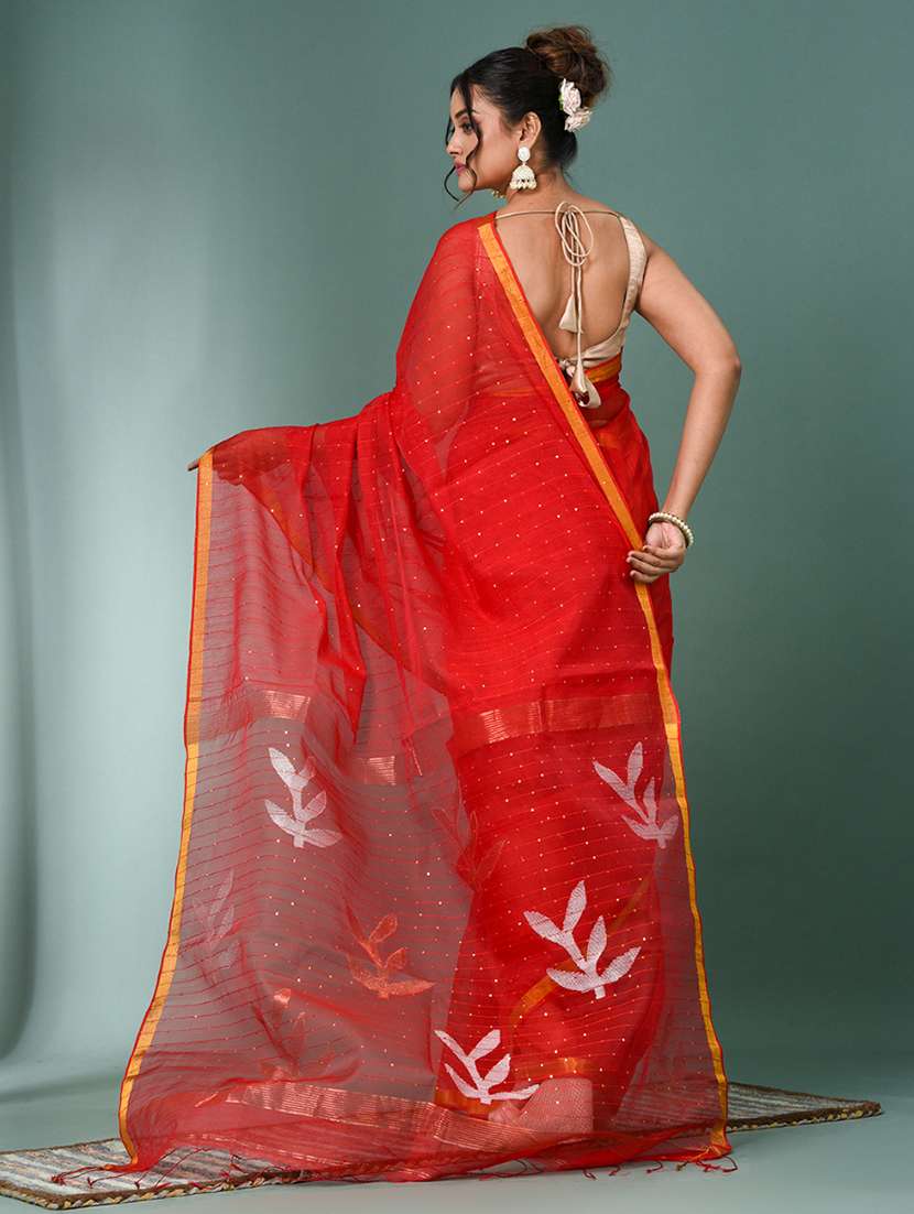 women self design handloom saree with blouse - 22140404 -  Standard Image - 3