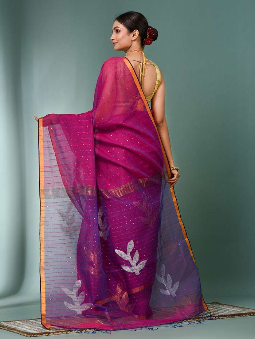 women self design handloom saree with blouse - 22140405 -  Standard Image - 3