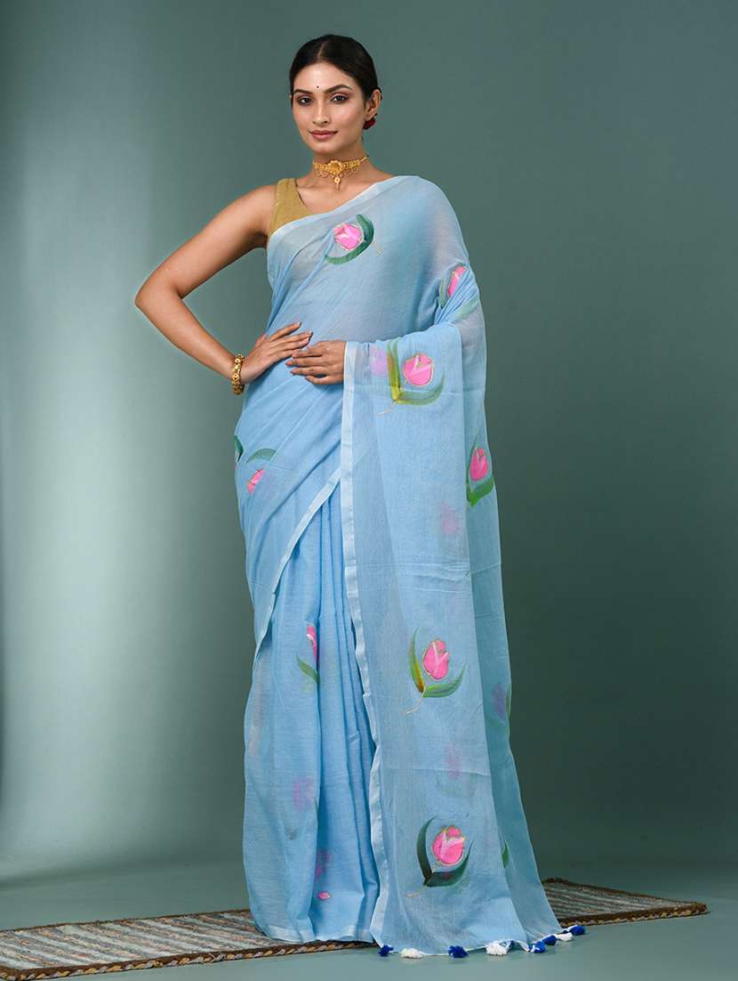 women floral printed handloom saree