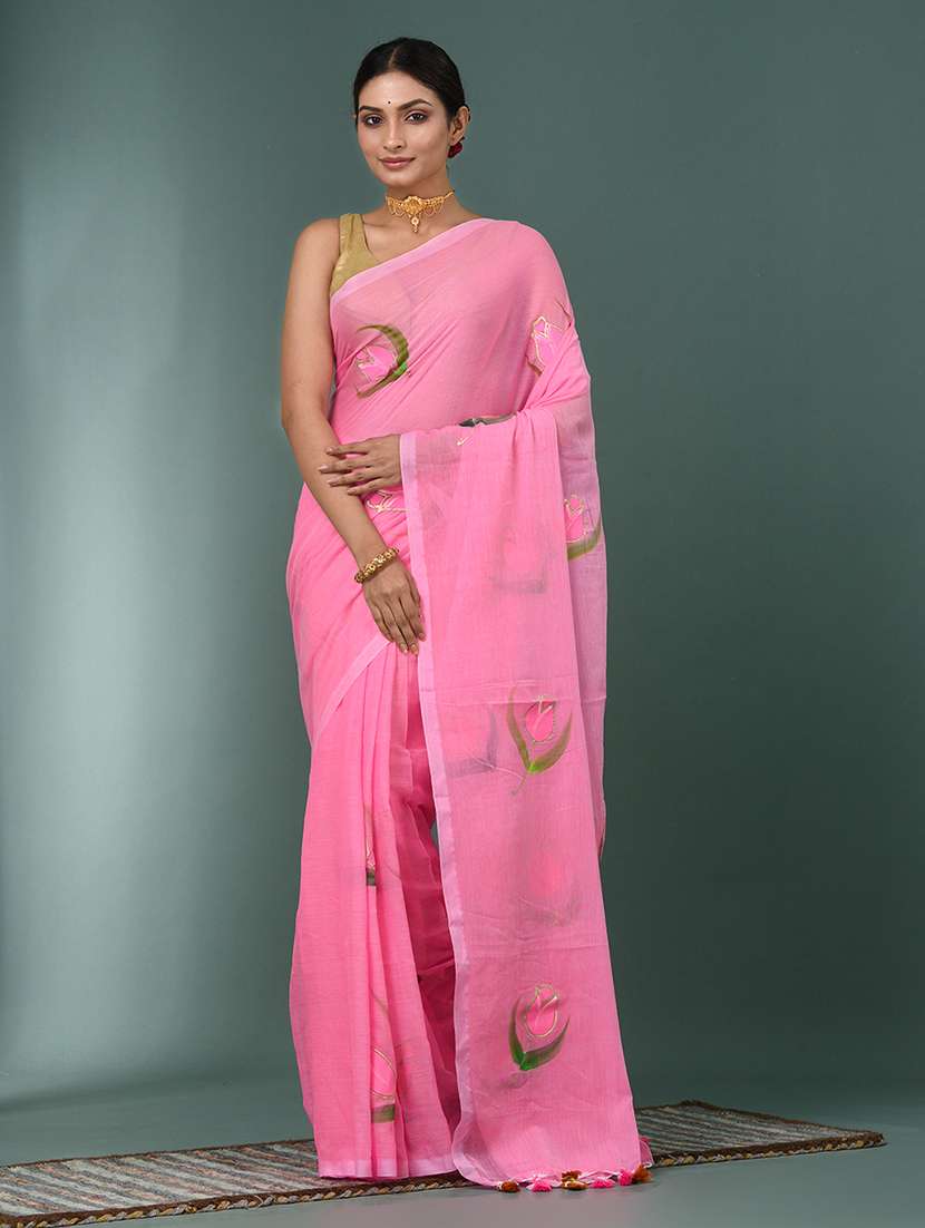 women floral printed handloom saree