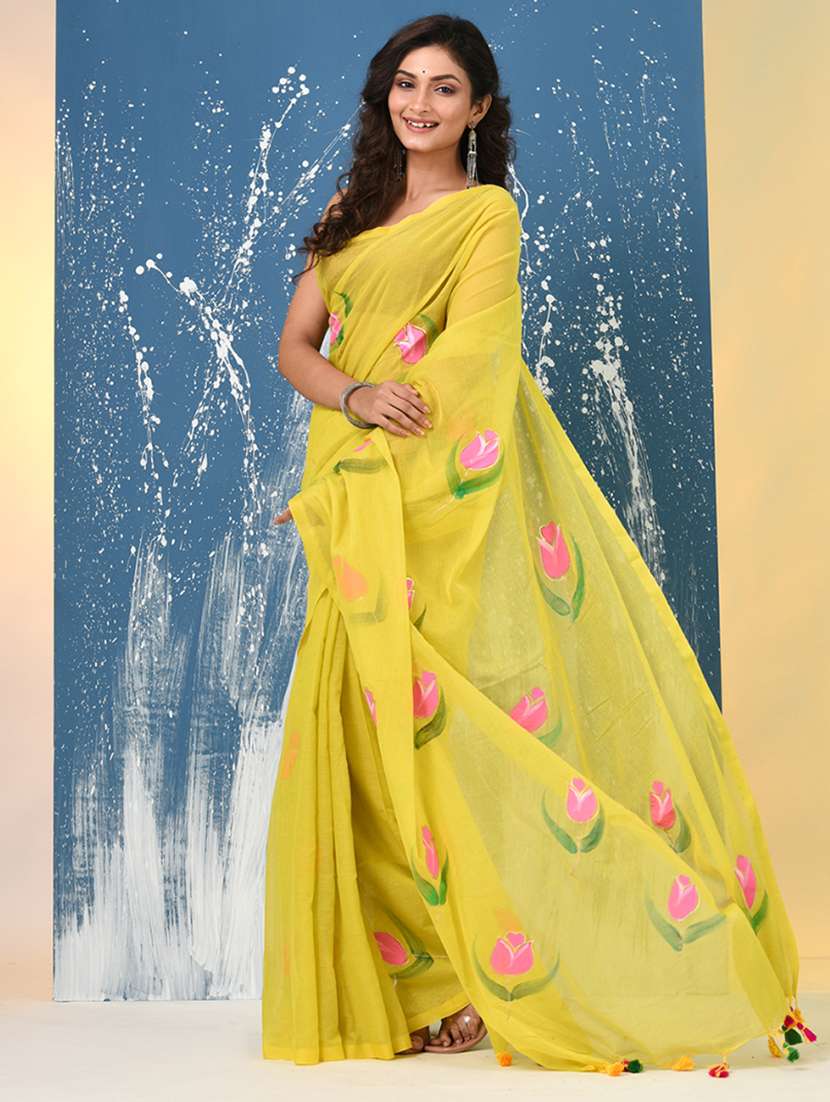 women floral printed handloom saree - 22140421 -  Standard Image - 3