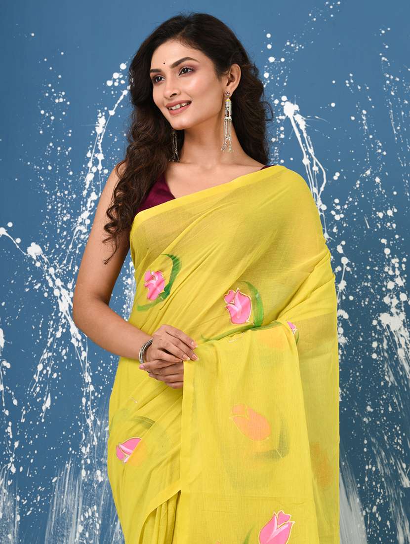 women floral printed handloom saree - 22140421 -  Standard Image - 5