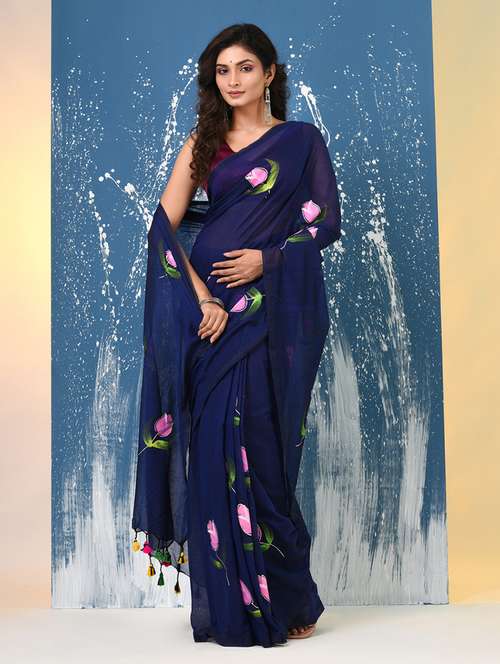 women floral printed handloom saree - 22140423 -  Standard Image - 0