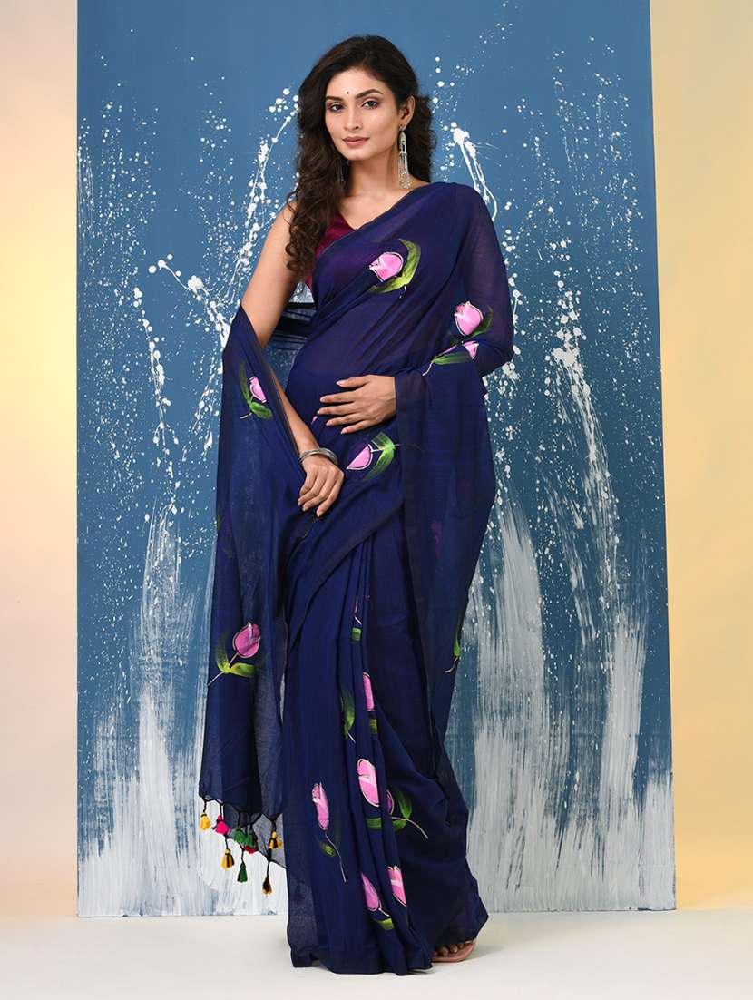 women floral printed handloom saree