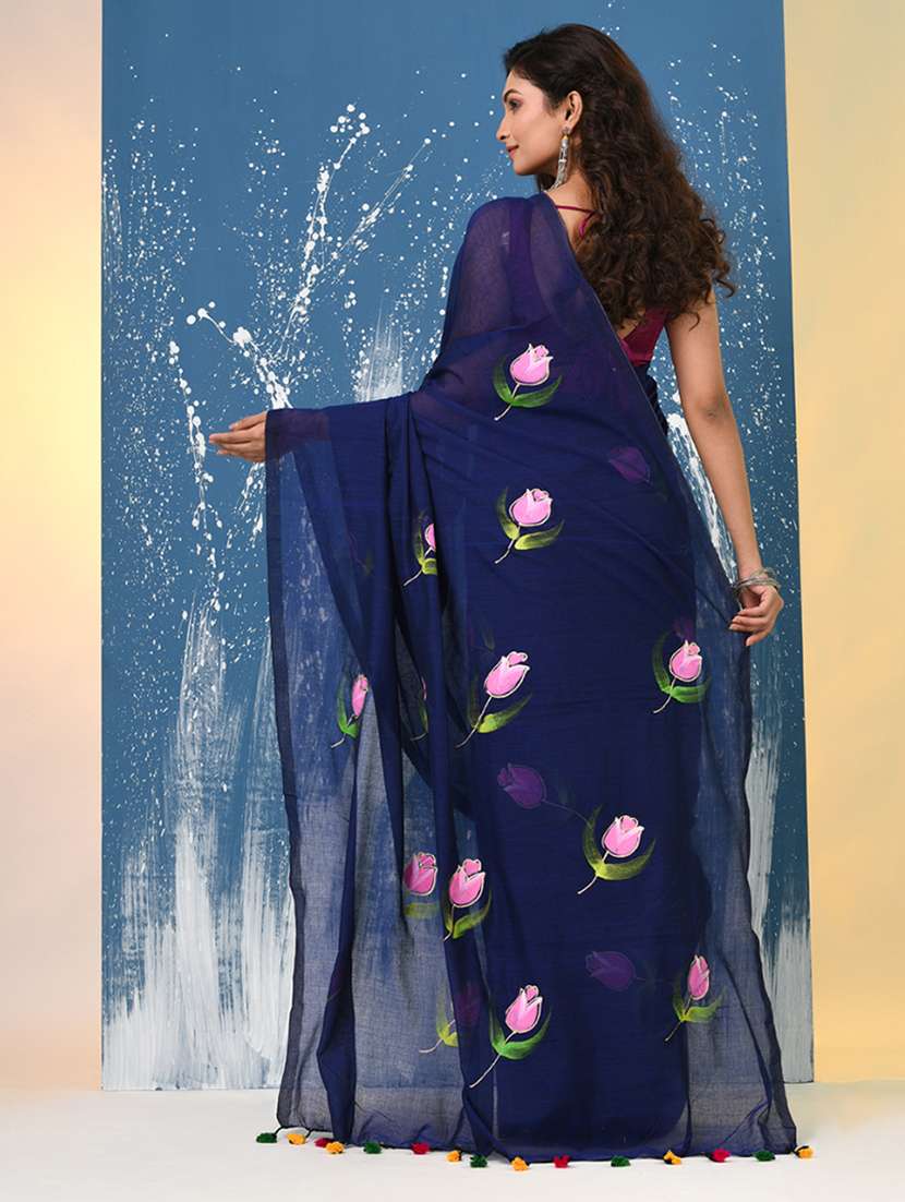 women floral printed handloom saree - 22140423 -  Standard Image - 3