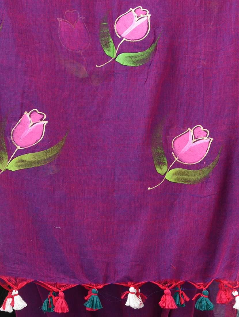 women floral printed handloom saree - 22140425 -  Standard Image - 5