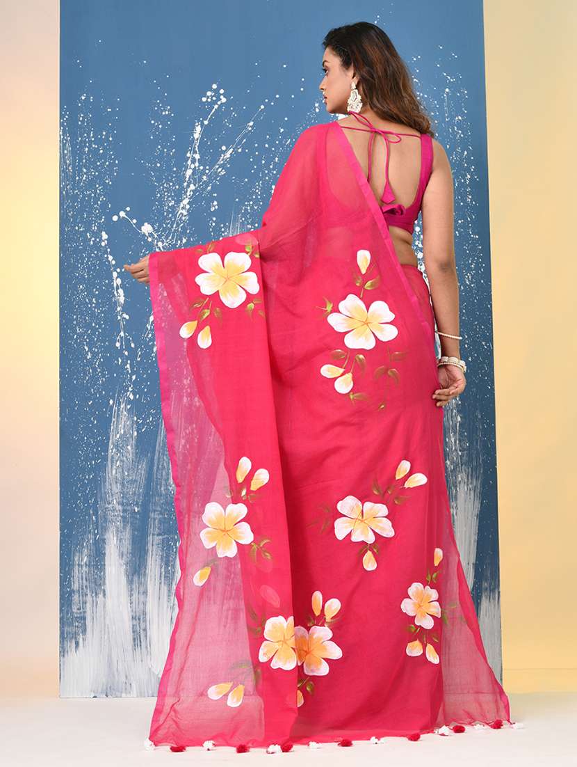 women floral printed handloom saree - 22140426 -  Standard Image - 3