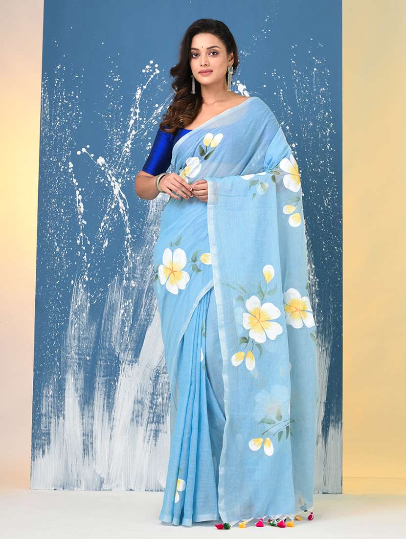 women floral printed handloom saree