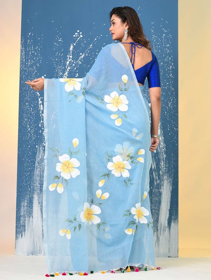 women floral printed handloom saree - 22140429 -  Standard Image - 3