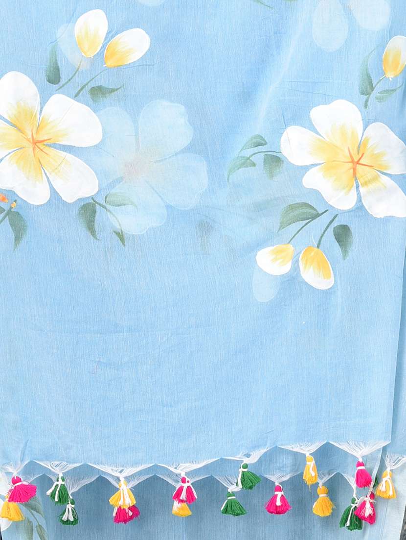 women floral printed handloom saree - 22140429 -  Standard Image - 5