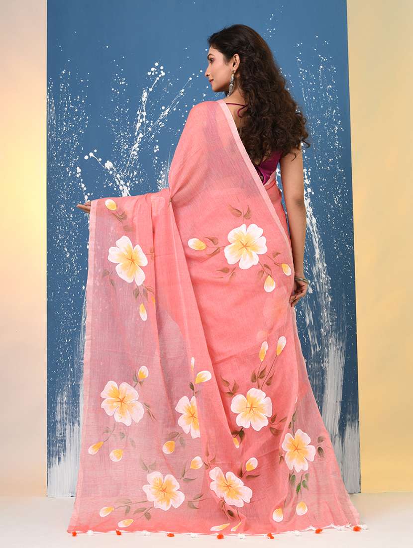 women floral printed handloom saree - 22140434 -  Standard Image - 3