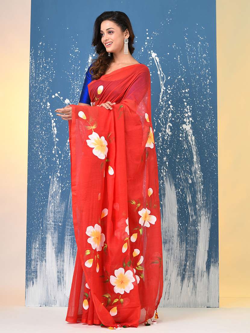 women floral printed handloom saree - 22140435 -  Standard Image - 3