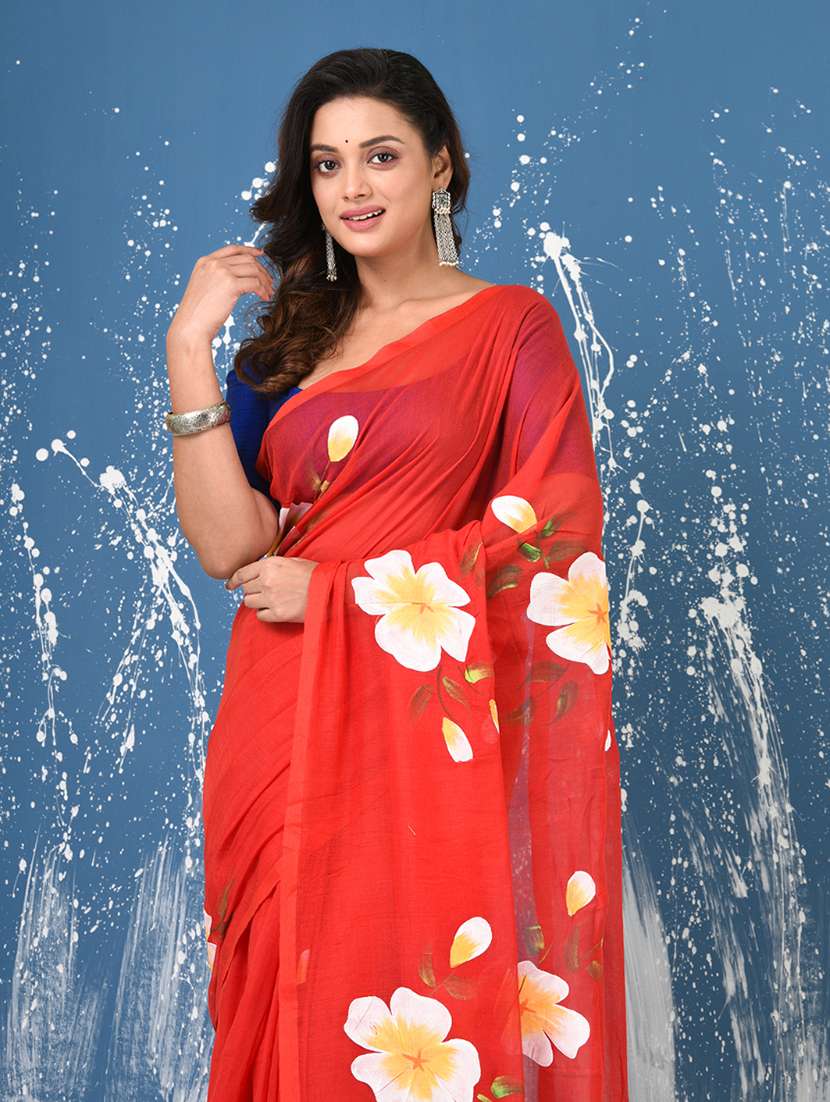 women floral printed handloom saree - 22140435 -  Standard Image - 5